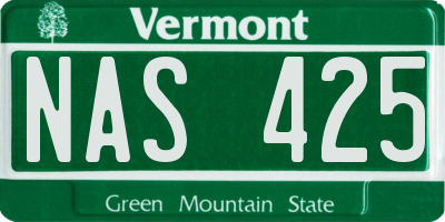 VT license plate NAS425