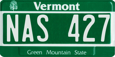 VT license plate NAS427