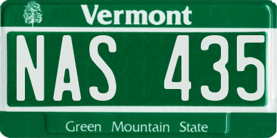 VT license plate NAS435