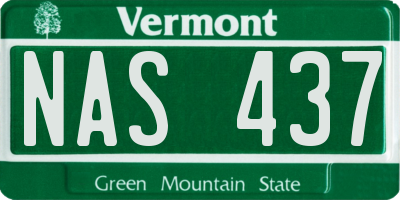 VT license plate NAS437