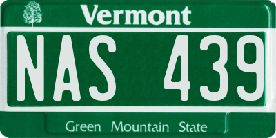 VT license plate NAS439