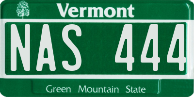 VT license plate NAS444