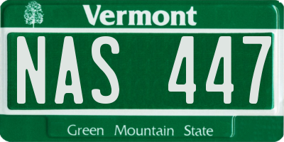VT license plate NAS447