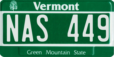 VT license plate NAS449