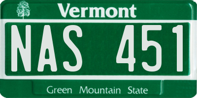 VT license plate NAS451