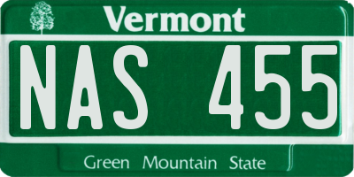 VT license plate NAS455