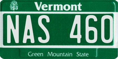 VT license plate NAS460