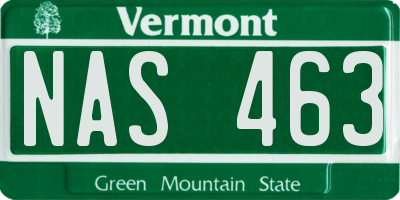 VT license plate NAS463