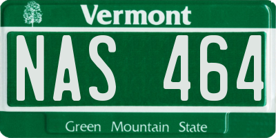 VT license plate NAS464