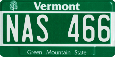 VT license plate NAS466