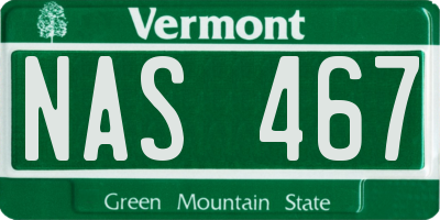 VT license plate NAS467