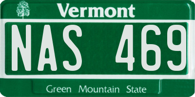 VT license plate NAS469