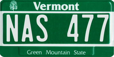VT license plate NAS477