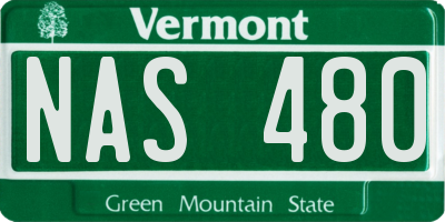 VT license plate NAS480