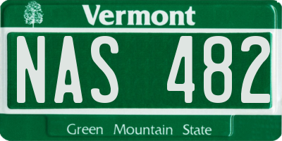 VT license plate NAS482