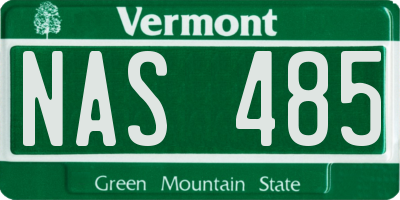 VT license plate NAS485