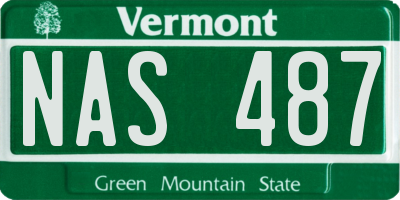 VT license plate NAS487