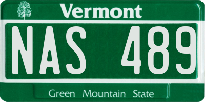 VT license plate NAS489