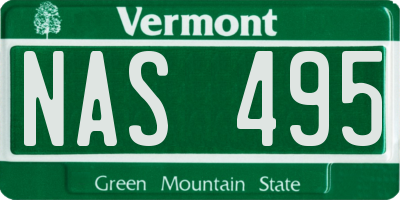 VT license plate NAS495
