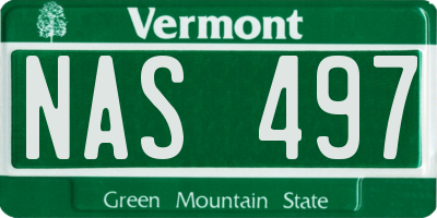 VT license plate NAS497