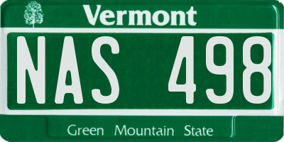 VT license plate NAS498