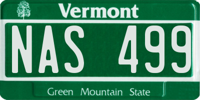 VT license plate NAS499