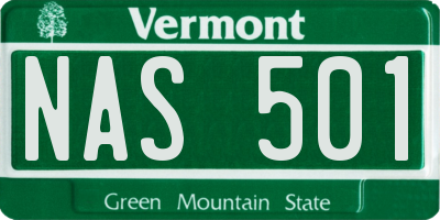 VT license plate NAS501