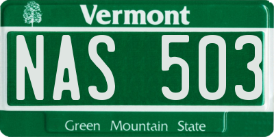 VT license plate NAS503