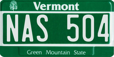 VT license plate NAS504