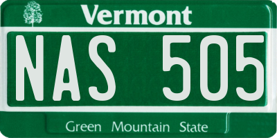VT license plate NAS505