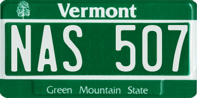 VT license plate NAS507
