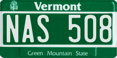 VT license plate NAS508