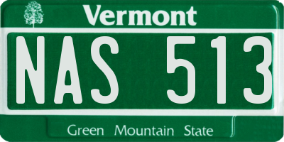 VT license plate NAS513