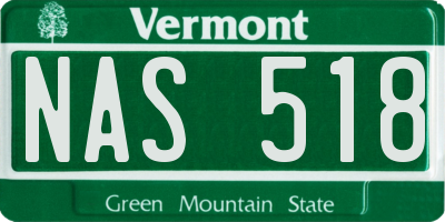 VT license plate NAS518