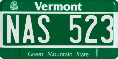 VT license plate NAS523