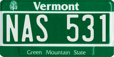 VT license plate NAS531