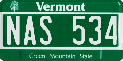VT license plate NAS534