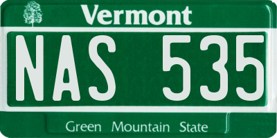 VT license plate NAS535