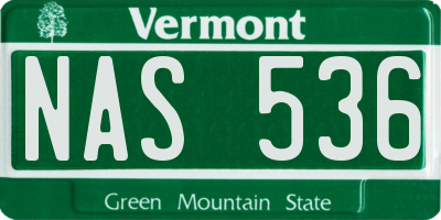 VT license plate NAS536