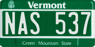 VT license plate NAS537