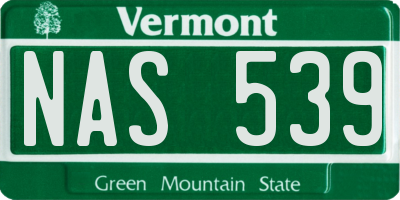 VT license plate NAS539