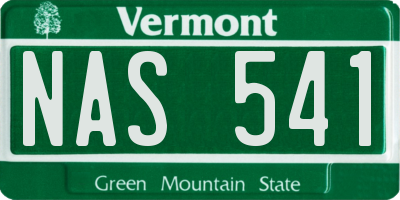 VT license plate NAS541