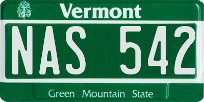 VT license plate NAS542