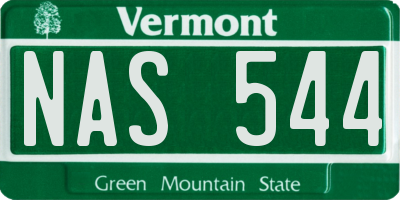 VT license plate NAS544