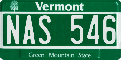 VT license plate NAS546