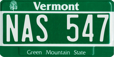 VT license plate NAS547