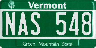 VT license plate NAS548