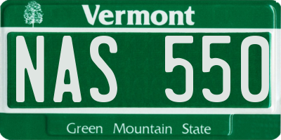 VT license plate NAS550