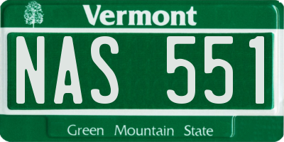 VT license plate NAS551