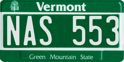 VT license plate NAS553